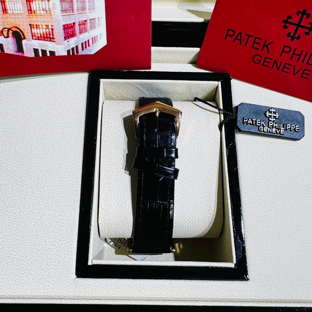 Relógio masculino linha Premium modelo Patek Calatrava Pulseira de couro a prova d’água 40m