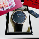 Relógio masculino linha Premium modelo Patek Calatrava Pulseira de couro a prova d’água 40m