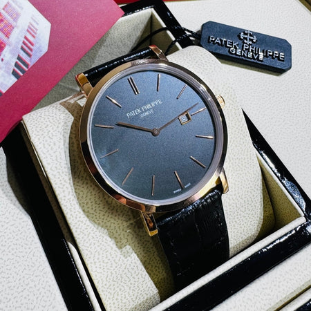 Relógio masculino linha Premium modelo Patek Calatrava Pulseira de couro a prova d’água 40m