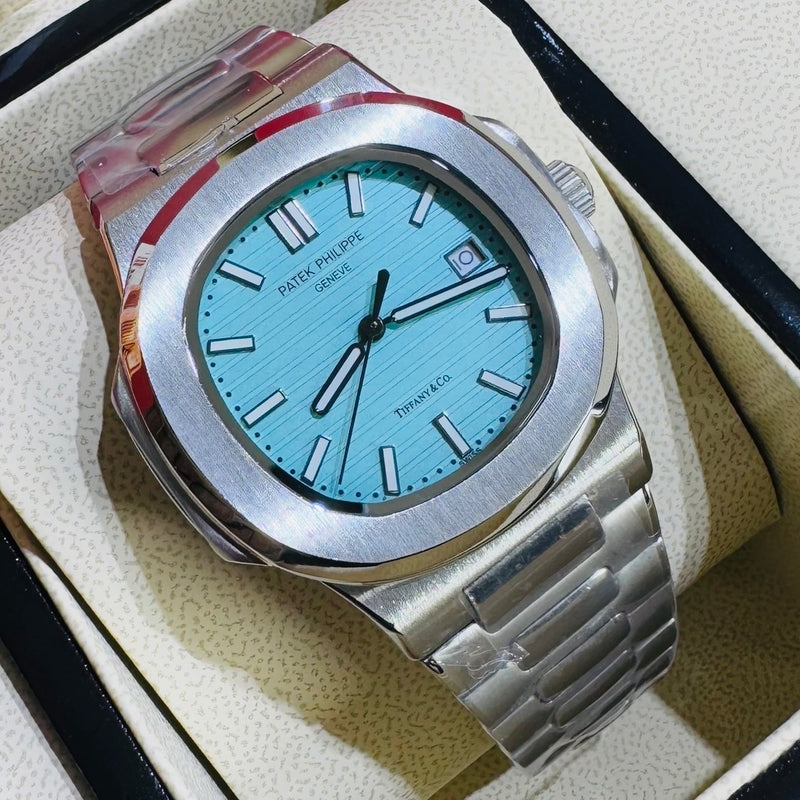 Relógio masculino linha Premium modelo Patek Nautilus Tiffany automático Pulseira de Aço inoxidável 904l a prova d’água