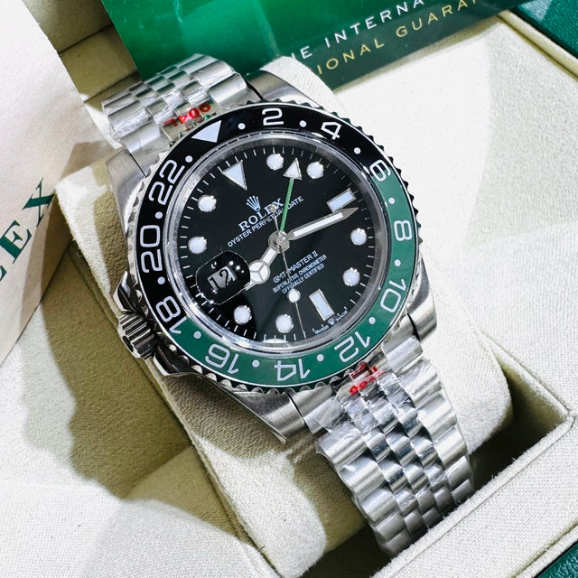 Relógio masculino linha Premium modelo Gmt-Master II Sprite automático Pulseira de aço Jubileu 904L a prova d’água 40m