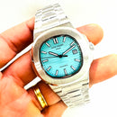 Relógio masculino linha Premium modelo Patek Nautilus Tiffany automático Pulseira de Aço inoxidável 904l a prova d’água